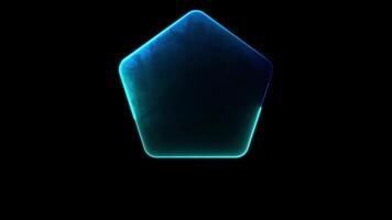 Glowing looping pentagonal neon frame effect, black background. video