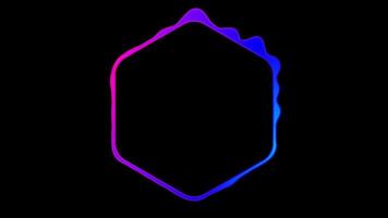 Digital sound waves in hexagonal shape on black background. video