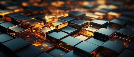 AI generated Captivating abstract backdrop with luxurious, futuristic digital geometric hexagons, ideal for conveying a sense of opulence and technological advancement, Ai Generated. photo