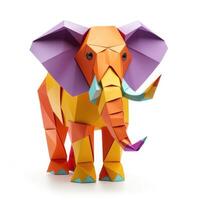 ai generado vistoso origami elefante, único papel polígono obra de arte, ideal mascota concepto, ai generado foto