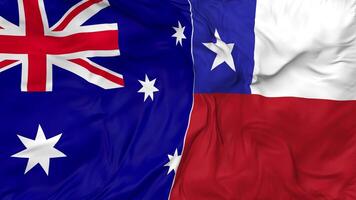 Chile and Australia Flags Together Seamless Looping Background, Looped Bump Texture Cloth Waving Slow Motion, 3D Rendering video