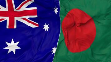 Bangladesh and Australia Flags Together Seamless Looping Background, Looped Bump Texture Cloth Waving Slow Motion, 3D Rendering video