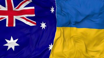 Ukraine and Australia Flags Together Seamless Looping Background, Looped Bump Texture Cloth Waving Slow Motion, 3D Rendering video