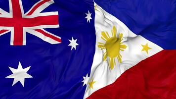 Philippinen und Australien Flaggen zusammen nahtlos Schleifen Hintergrund, geloopt stoßen Textur Stoff winken schleppend Bewegung, 3d Rendern video