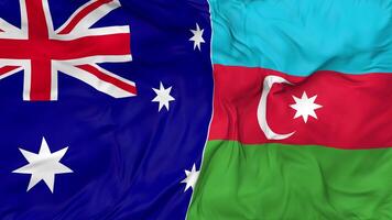 Azerbaijan and Australia Flags Together Seamless Looping Background, Looped Bump Texture Cloth Waving Slow Motion, 3D Rendering video