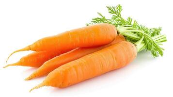 AI generated Embrace the essence of natural goodness with a bunch of organic carrots, vibrant and wholesome against a pure white backdrop, Ai Generated. photo