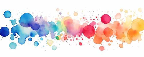 AI generated Watercolor splashes, circular dots, and circles artfully isolated on a clean white background, Ai Generated. photo