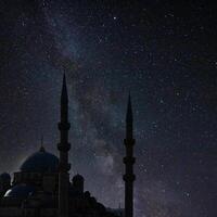 Mosque and milky way. Ramadan or islamic concept image. photo