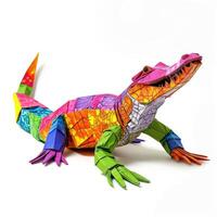 AI generated Colorful Origami crocodile, Unique Paper Polygon Artwork, Ideal Pet Concept, Ai Generated photo