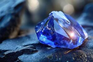 AI generated Explore the allure of the magical sapphire, a radiant blue gemstone. Ai Generated. photo