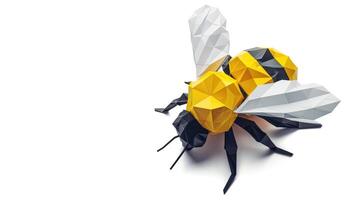 ai generado vistoso origami abeja, único papel polígono obra de arte, ideal mascota concepto, ai generado foto
