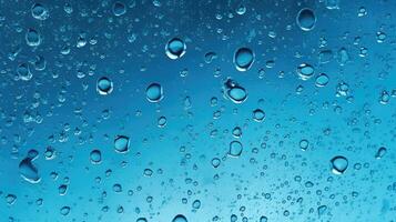 AI generated Water drops on a blue background texture, adding depth and intrigue, Ai Generated. photo