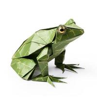 ai generado vistoso origami rana, único papel polígono obra de arte, ideal mascota concepto, ai generado foto