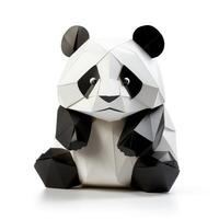 ai generado vistoso origami panda, único papel polígono obra de arte, ideal mascota concepto, ai generado foto