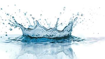 AI generated Water splash with a stunning reflection, isolated on a clean white background, Ai Generated. photo