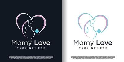 Mom and baby logo design with modern unique style Premium Vector