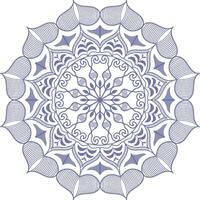 A circular mandala design with blue and white flowers vector