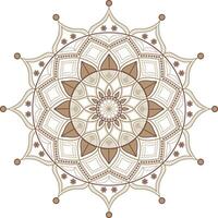 A brown and white circular mandala design with a star vector