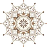 A brown and white circular mandala design with a star vector