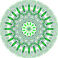 A circular green and white mandala design with a circular pattern vector