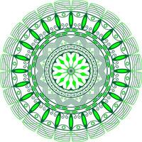 A circular green and white mandala design with a circular pattern vector
