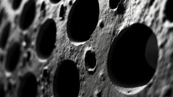 AI generated Explore the texture and depth of a black and white photo up close, featuring captivating holes that enhance its uniqueness, Ai Generated.