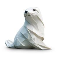 ai generado vistoso origami sello, único papel polígono obra de arte, ideal mascota concepto, ai generado foto