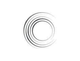 Halftone dots in circle form, logo. Vector illustration.