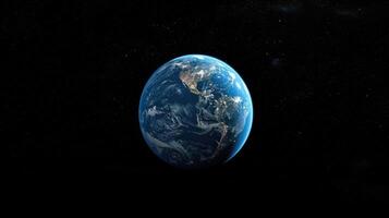 AI generated A vivid blue planet Earth stands out against the inky blackness of space, Ai Generated. photo