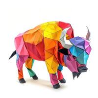 AI generated Colorful Origami bison, Unique Paper Polygon Artwork, Ideal Pet Concept, Ai Generated photo