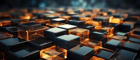 AI generated Captivating abstract backdrop with luxurious, futuristic digital geometric hexagons, ideal for conveying a sense of opulence and technological advancement, Ai Generated. photo