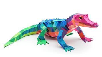 AI generated Colorful Origami Alligator, Unique Paper Polygon Artwork, Ideal Pet Concept, Ai Generated photo