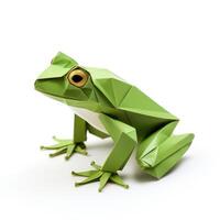 ai generado vistoso origami rana, único papel polígono obra de arte, ideal mascota concepto, ai generado foto