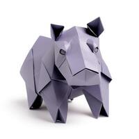 ai generado vistoso origami hipopótamo, único papel polígono obra de arte, ideal mascota concepto, ai generado foto