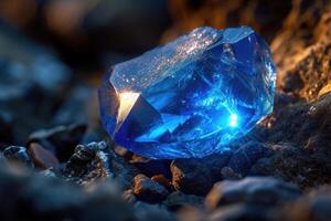 AI generated Explore the allure of the magical sapphire, a radiant blue gemstone. Ai Generated. photo