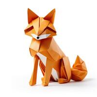 ai generado vistoso origami zorro, único papel polígono obra de arte, ideal mascota concepto, ai generado foto