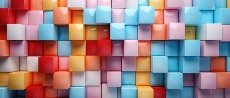 AI generated Abstract 3D gloss texture wall featuring bright geometric pastel colors, Ai Generated. photo