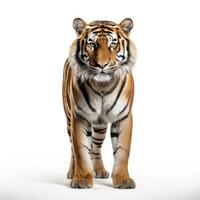 AI generated An image highlighting a tiger, strikingly set before a white backdrop, Ai Generated photo