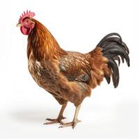 AI generated A striking chicken image, clear and bold on a white backdrop, Ai Generated photo