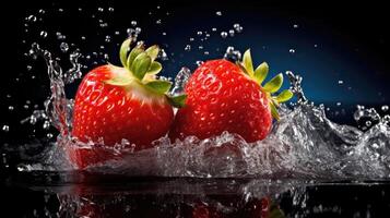 AI generated Discover the irresistible allure of strawberries as they embrace the refreshing touch of water, a sensory delight, Ai Generated. photo