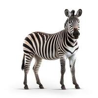 AI generated A zebra elegantly captured in a photo, set against a white background, Ai Generated photo