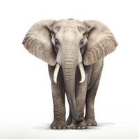 AI generated A detailed image of an elephant, set in sharp relief by a white backdrop, Ai Generated photo