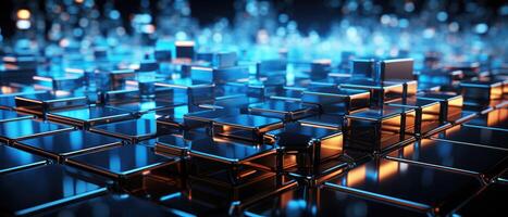 AI generated A captivating abstract backdrop with digital geometric hexagons, perfect for conveying a futuristic and technological concept, Ai Generated. photo
