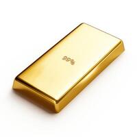 AI generated Solid gold bar gleaming on a white background, Ai Generated. photo