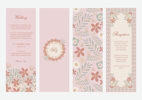 Floral vertical Invitations in Spring color palette. Template for invitation card, wedding invitation, name tag, thank you message, bookmark, menu, label, banner etc with place for texts. vector