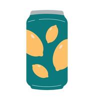 Can of soda, carbonated lemonade. Isolated vector illustration for summer design