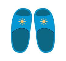 Summer slippers for the beach and pool. Cute vector illustration, blue flip flops. Isolated element for your design