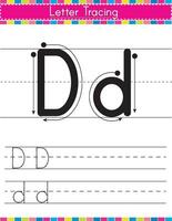 D alphabet tracing worksheet vector