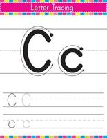 C alphabet tracing worksheet vector