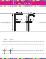 F alphabet tracing worksheet vector